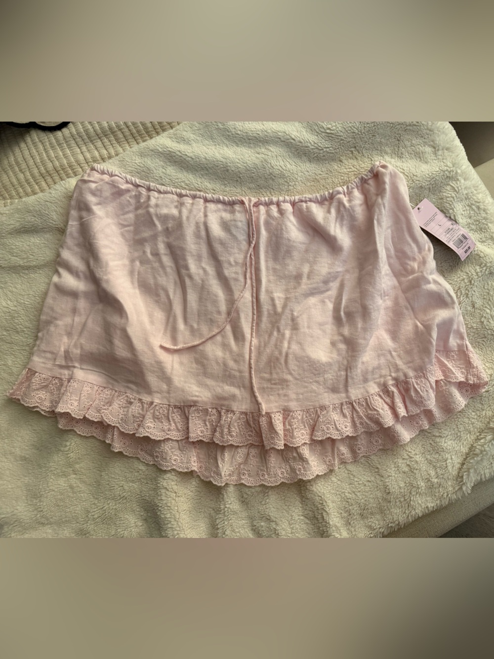Target Wild Fable Pink Ruffle Hem Drawstring Mini Skirt - Picture 3 of 3